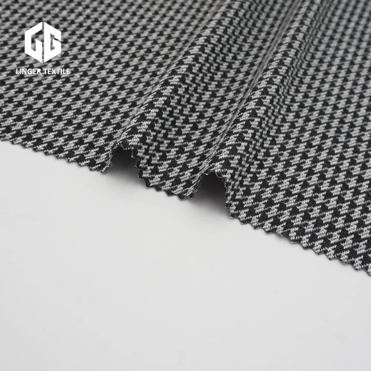 Cotton Nylon Polyester Houndstooth Jacquard Fabric for Knit Clothes